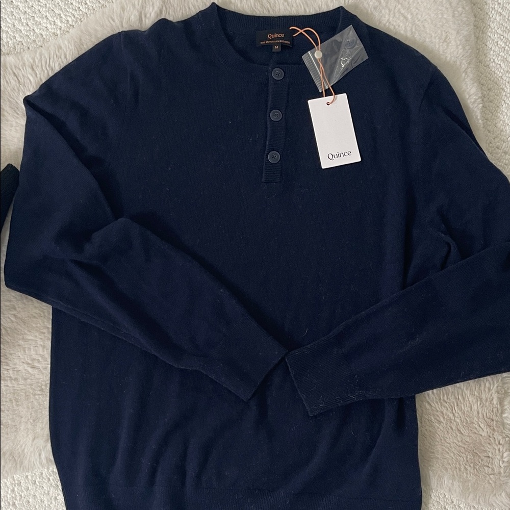 Quince Men's Dark Navy Crewneck Henley Sweater